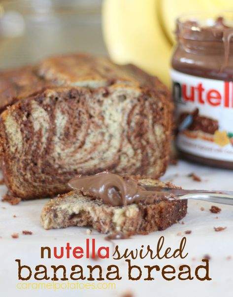 Banana Bread Healthy, Nutella Banana Bread, Nutella Recipes Easy, Bread Healthy, Nutella Desserts, Breaking Bread, Banana Nutella, Swirled Bread, Nutella Recipes