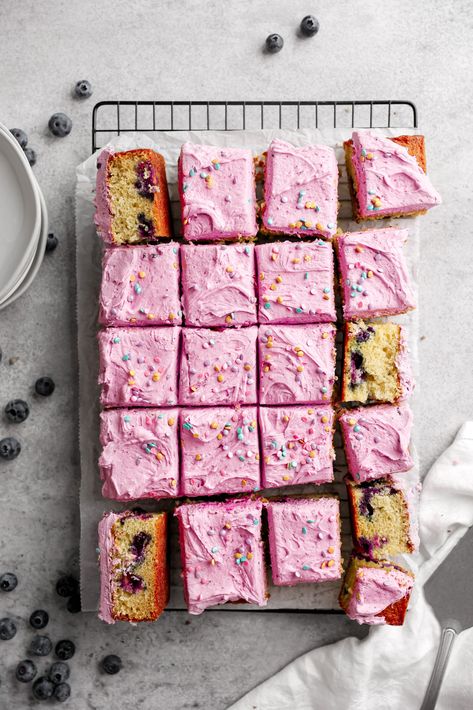 Blueberry Sheet Cake, Sturbridge Bakery, Blueberry Buttercream, Fluffy Vanilla Cake, Tray Bake, Bake Cake, Berry Cake, Blueberry Jam, Blueberry Cake