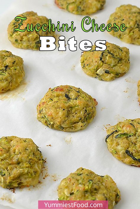 Zucchini Cheese Bites – Recipe from Yummiest Food Cookbook Zucchini Cheese Bites, Zucchini Cups, Cheese Bites Recipe, Zucchini Cheese, Italian Side Dishes, Zucchini Bites, Cheese Puff Pastry, Cheesy Zucchini, Easy Zucchini