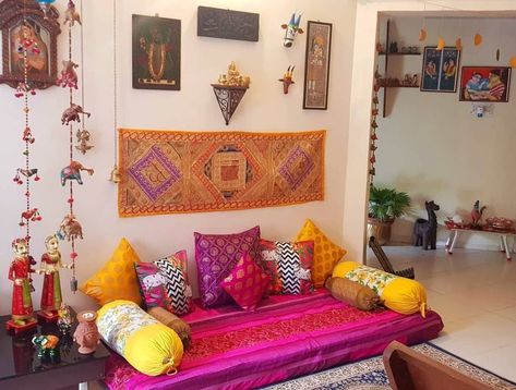 Home Decor Ideas Living Room Modern Interior Designs | Home Decor Floor Seating Living Room, Indian Room, Indian Living Room, Colorful Room Decor, Indian Room Decor, Indian Bedroom Decor, Colourful Living Room Decor, India Home Decor, Indian Home Interior