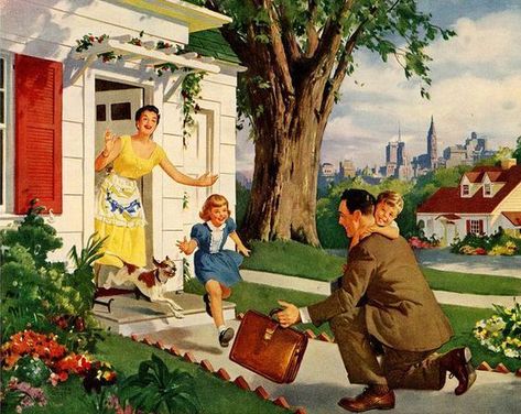 Home Sweet Home - Happy Friday! - Roger Wilkerson, The Suburban Legend! John Howe, Vintage Illustration Art, Stick Photo, Photo Tiles, Illustration Vintage, Norman Rockwell, Children's Literature, Retro Futurism, Retro Art