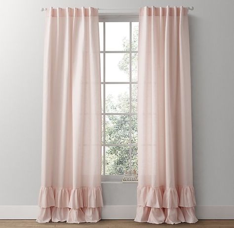 Ideas Para Cortinas, Ruffle Curtains, Plain Curtains, Rh Baby, Baby Room Inspiration, Nursery Curtains, Baby Room Design, Curtain Ideas, Home Curtains