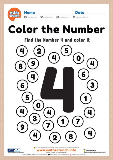 Prek Number 4 Worksheet, Number 4 Coloring Sheet, Number 4 Worksheet Kindergarten, Colour The Numbers Worksheet, Number 4 Activity For Preschool, Find The Number Worksheet, Number Hunt Worksheet, Number Four Activities Preschool, Number 4 Crafts For Preschoolers