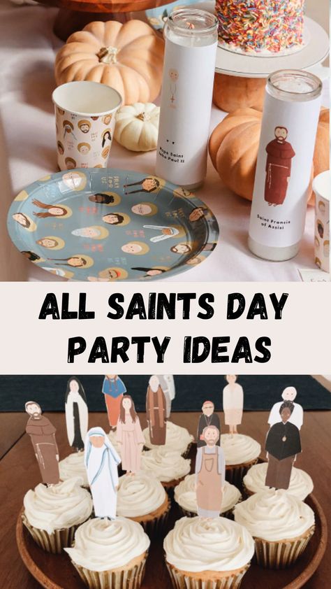 All Saint's Day Party All Saints Day Party Decorations, All Saints Day Party Food, All Saints Party Ideas, All Saints Party, Catholic Halloween Decorations, Psr Activities, All Saints Day Party, Fall Traditions, Catholic Feast Days