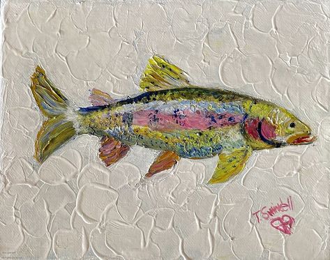 Rainbow Trout by Tina Swindell, Acrylic, 8 x 10 x .75 Fish Painting Acrylic, Fish Oil Pastel, Trout Painting Acrylic Easy, Acrylic Trout Painting, Rainbow Trout Art, Rainbow Trout Acrylic Painting, Rainbow Trout Picture, Rainbow Trout Illustration, Trout Painting