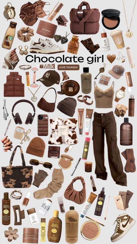 #beachocolategirl #chocolategirl Chocolate Girl Aesthetic Outfits, Chocolate Girl Aesthetic, Fernanda Core, Brown Clothes Aesthetic, Shuffle Ideas, Brown Outfit Aesthetic, Comfy Trendy Outfits, Mocha Girls, Chocolate Aesthetic