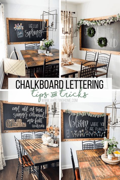 Farmhouse Kitchen Chalkboard, Large Chalkboard In Kitchen, Framed Chalkboard Wall Kitchen, Chalkboard In Living Room, Chalkboard Dining Room Wall, Chalkboard Home Decor, Chalkboard Gallery Wall, Dining Room Chalkboard Wall, Industrial Kitchen Wall Decor