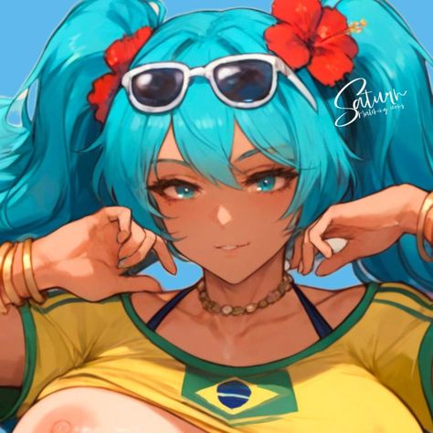 edição livre, se usar favor não retirar os créditos Brazilian Miku Art, Brazillian Miku, Brazilian Miku, Tomboy Art, Womp Womp, Female Cartoon Characters, Bleach Anime Art, Miku Hatsune, Female Cartoon