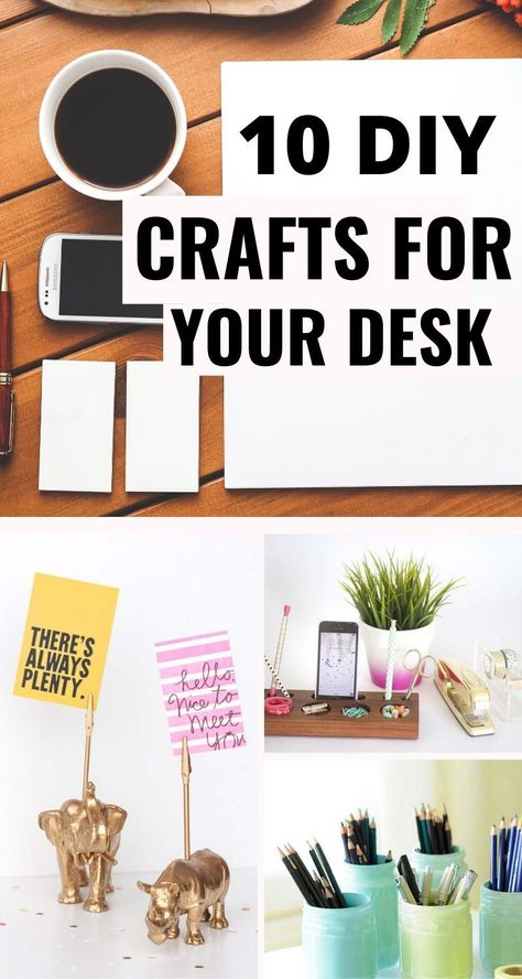 Make your desk decor look amazing with these easy and quick diy projects. There's so many pretty holders to make. You'll LOVE all of these easy diy crafts for your desk. #crafts #deskdecor Crafts For Office Decor, Diy Desk Accessories Office, Diy Desk Decor Ideas Crafts Office, Diy Office Accessories, Pretty Desk Ideas, Gifts For Office Desk, Dollar Tree Office Decor Easy Diy, Diy Office Desk Decor, Diy Desk Decor Ideas Crafts