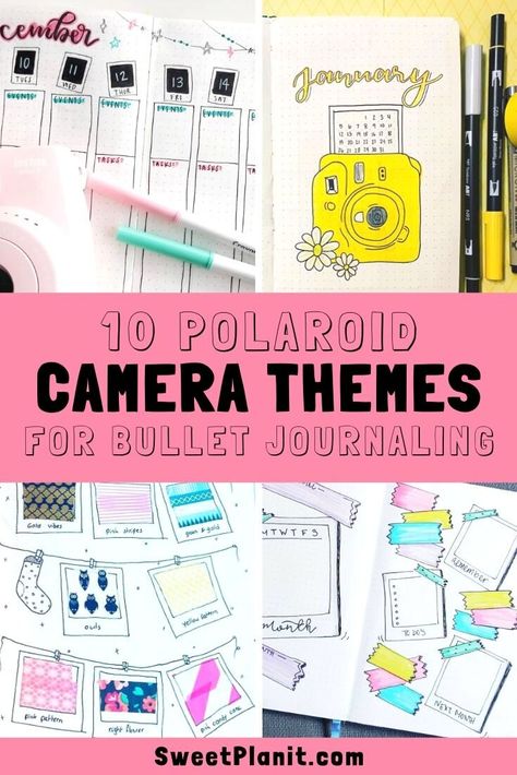 10 Polaroid Themed Bullet Journal Ideas for Instant Success — Sweet PlanIt Camera Bullet Journal, Bullet Journal Entries, Camera Doodle, Polaroid Picture Frame, May Bullet Journal, Journal Bullet, Bullet Journal Ideas, Polaroid Frame, Bullet Journal Mood