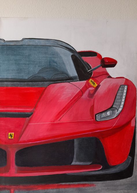 Ferrari Painting Art, Ferrari Car Sketch, Simple Car Painting Canvas, Vintage Car Painting Canvas, Ferrari F40 Painting, Drawing F1 Car, Car Painting Acrylic Easy, F1 Canvas Painting, Porsche Drawing Easy