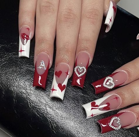 Romantic Nail Art, Valentine Day Nails, Punk Nails, Valentine Nails, Girly Acrylic Nails, Dope Nail Designs, Short Acrylic, Shein Outfits, Unique Acrylic Nails