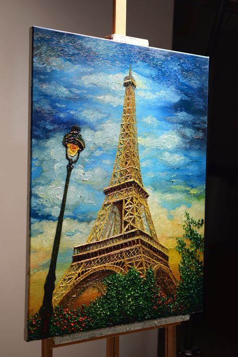 Painting Ideas Eiffel Tower, Paris Tower Painting, Acrylic Painting Professional, Eiffel Tower Painting Acrylic Easy, Paintings Of France, Eiffel Tower Oil Painting, Eiffel Tower Canvas Painting, Paris Painting Ideas, Eiffel Tower Painting Acrylic