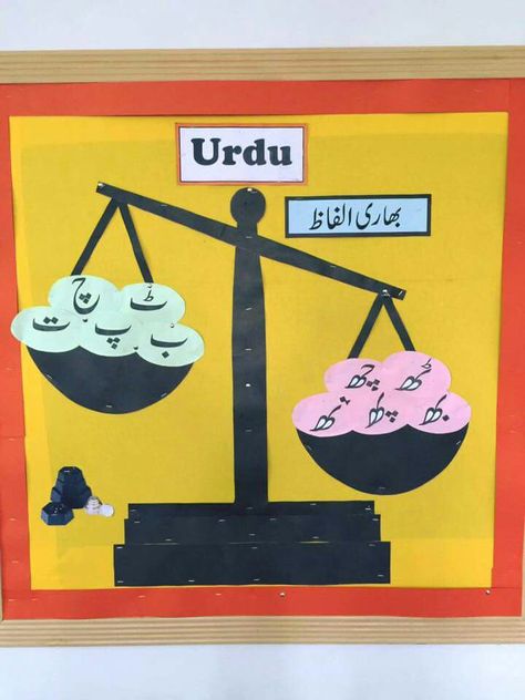 Urdu Urdu Classroom Decoration, Urdu Soft Board Ideas For School, Urdu Board Ideas For School, Prep Class Decoration Ideas, Urdu Project Ideas, Montessori Classroom Decor Ideas, Urdu Activities For Kids, Urdu Poems For Kids, Classroom Cubbies