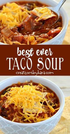 Taco Soup Recipe Easy, Easy Taco Soup, Crock Pot Tacos, Taco Soup Recipe, Diner Recept, Best Soup Recipes, Taco Soup, Easy Soups, Easy Soup Recipes