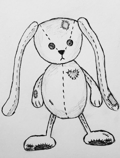 Stuffed Animal Sketch, Stuffed Bunny Drawing, Stuffed Rabbit Drawing, Bunny Plushie Drawing, Rabbit Lying Down Drawing, Rabbit Looking Up Drawing, Giant Bunny, Doll Drawing, Bunny Drawing