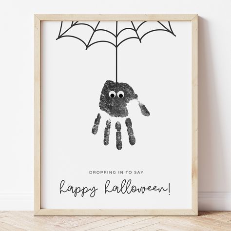 Spider Handprint Craft  - this spider Halloween craft printable is the perfect Halloween craft for teachers, parents or caregivers to use with their kids! Perfect for preschool, kindergarten, mother's day out, homeschool or daycare! Just add painted handprint & googly eyes! 3 PDF FILE SIZES INCLUDED: 8x10 inch 8.5x11 inch A4 INSTANT DOWNLOAD PDF FILE, NOT EDITABLE. A physical item will not be shipped. HOW TO USE: 1. Your files will be available to download instantly from your Etsy account & emai Halloween Kid Painting Ideas, Spider Hands Craft, Baby Handprint Halloween Craft, Halloween Kid Art Projects, Halloween Craft For One Year Olds, Halloween Kid Projects, Handprint Spiders For Preschool, Preschool Fall Arts And Crafts, Halloween Art Projects Preschool