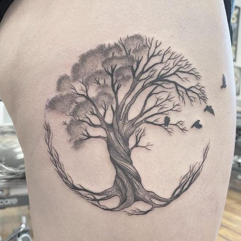 Tree Of Life Tattoo Ideas, Tree Tattoo Chest, Tattoo Ideas Meaning, Life Tattoo Ideas, Tattoos On Side Ribs, Small Wave Tattoo, Oak Tree Tattoo, Green Tattoos, Family Tree Tattoo