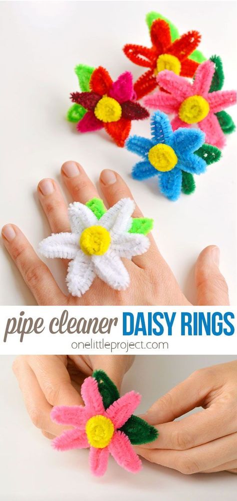 Spring Pipe Cleaner Crafts, Outdoor Craft Ideas Diy Projects, Daisy Scout Crafts, Pipe Cleaner Crafts For Kids Flowers, Kids Crafts With Pipe Cleaners, Pom Poms Crafts, Pipecleaner Flowers How To Make Easy, Girl Scout Craft Ideas, Easy Summer Crafts For Preschoolers