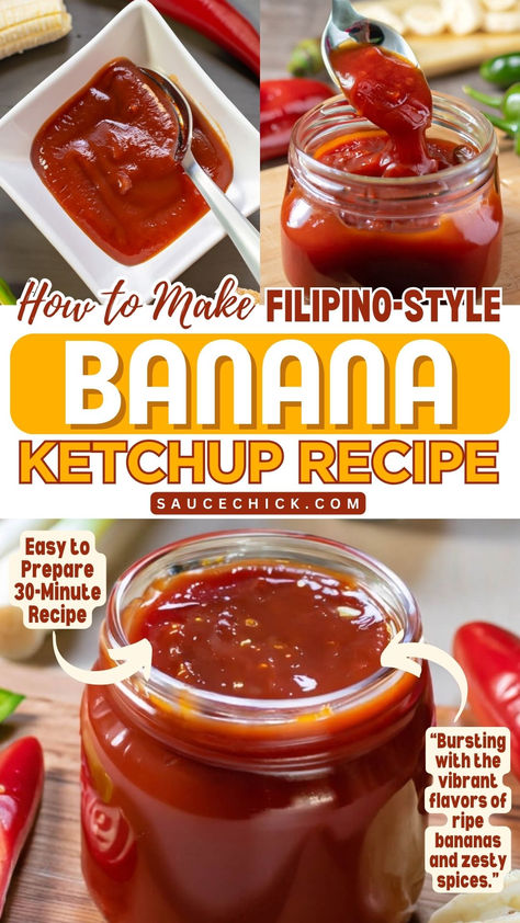 Banana Ketchup Recipe Green Ketchup Recipe, Banana Bbq Sauce, Homemade Ketchup Recipe Easy, Banana Ketchup Recipe, Recipes With Ketchup, Banana Sauce Recipe, Diy Ketchup, How To Make Ketchup, Keto Ketchup