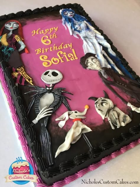 Tim Burton Bday Party, Tim Burton Cake Ideas, Tim Burton Birthday Cake, Tim Burton Birthday Party, Tim Burton Birthday, Tim Burton Themed Party, Tim Burton Cake, Nightmare Before Christmas Birthday Cake, Birthday Cake Disney