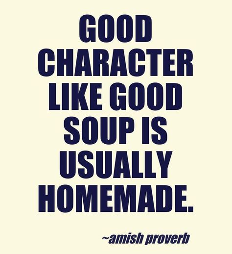 Good character like good soup is usually homemade. Amish proverb #character #amish #quotes #Amish #home Ketchup For Canning, Amish Quotes, Amish Proverbs, Amish Lifestyle, Amish Culture, Amish Life, Proverbs Quotes, Good Character, Tomato Ketchup