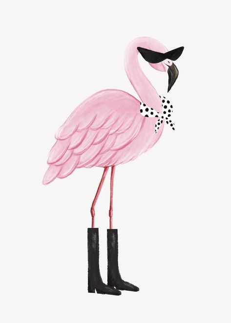 Flamingo Illustration Graphics, Flamingo Collage, Flamingo Aesthetic, Flamingo Drawing, Flamingo Fashion, Flamingo Graphic, Flamingo Illustration, Sunglasses Cute, Fancy Flamingo