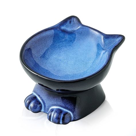 Nihow Slanted Elevated Cat Bowls: 5 Inch Ceramic Raised Cat Food Bowl for Protecting Pet's Spine - Microwave & Dishwasher Saf Elevated Cat Bowls, Raised Dog Bowls, Metal Planter Boxes, Ceramic Dog Bowl, Puppy Bowls, Cat Dishes, Pet Supplies & Accessories, Cat Food Bowl, Small Animal Supplies