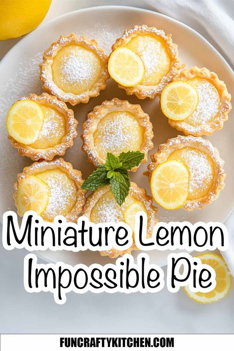 Lemon Impossible Pie, Impossible Pies, Lemon Pies, Mini Lemon Tarts, Lemon Chess Pie, Lemon Desserts Easy, Mini Pie Recipes, Lemon Pie Recipe, Impossible Pie