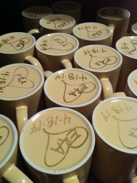 Coffee Cup Wedding Favors Mugs, Coffee Mug Party Favors, Wedding Coffee Mugs Favors, Mug Wedding Favors For Guests, Wedding Favor Mugs, Coffee Mug Favors Wedding, Thrifted Mug Wedding Favors, Wedding Favors Mugs, Coffee Mug Wedding Favor Display