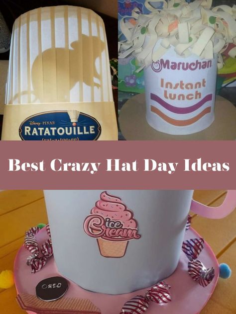 Silly Hat Ideas, Easy Crazy Hat Day Ideas, Anything But A Hat Day, Easy Crazy Hat Day Ideas For Kids, School Hat Day, Hat Day Ideas, Hat Contest Ideas, Hat Parade Ideas, Funny Hat Day Ideas