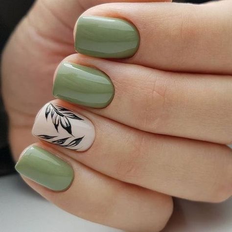 50+ Best Floral Nail art Designs 2018 | BeautyBigBang Green Nail Art, New Nail Designs, Green Nail Polish, Green Nail, Floral Nail Art, Simple Nail Art Designs, Best Nail Art Designs, Super Nails, Diy Nail Art