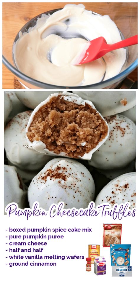 With a decadent pumpkin spice and cream cheese center and white chocolate coating, these pumpkin cake balls are absolutely divine! via @jugglingactmama Pumpkin Balls With Spice Cake, Pumpkin Spice Cake Balls Recipe, Pumpkin Spice Cakepops, White Chocolate Covered Pumpkin Balls, Cake Balls Pumpkin, Pumpkin Spice Cake Bites, Pumpkin Bread Cake Pops, Fall Cake Balls Recipe, Pumpkin Spice Cake Balls Easy