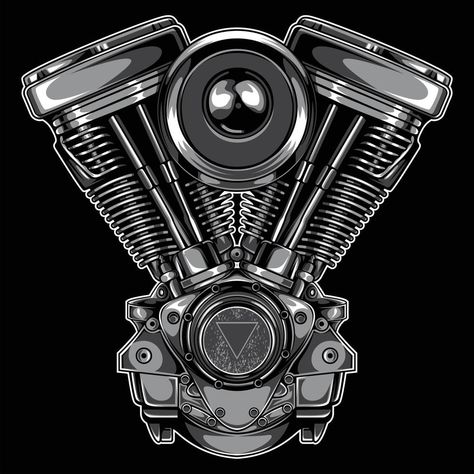 twin motor engine illustration Engine Illustration, V Twin Engine, Engine Tattoo, Motor Engine, Heart Tree, Cityscape Photos, Logo Banners, Heart With Arrow, Marketing Design