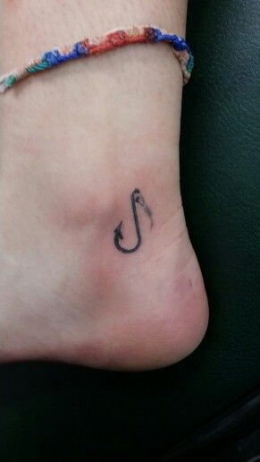 Fish hook tattoo Fishing Rod Tattoo, Fish Hook Tattoo, Hook Tattoo, Fishing Hook Tattoo, Hook Tattoos, Tattoo Pictures, Dad Tattoos, Fishing Hook, Tattoo Designs And Meanings