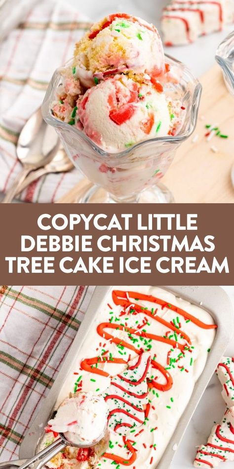 Little Debbie Christmas Tree Ice Cream Cake, Christmas Cookie Ice Cream, Holiday Ice Cream Cake, Christmas Ice Cream Sundae Bar, Christmas Ice Cream Flavors, Little Debbie Christmas Tree Recipes, Little Debbie Desserts, Little Debbie Christmas Tree Desserts, Ice Cream Cake Christmas