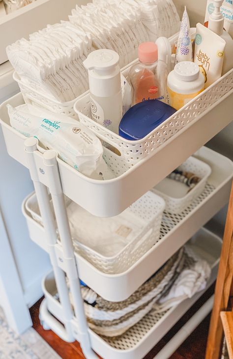 Nursery Trolley Organization, Raskog Cart Nursery, Newborn Trolley Cart, Baby Trolley Organiser, Nursery Trolley, Nursery Cart Organizer, Changing Station Nursery, Nursing Cart, Baby Cart