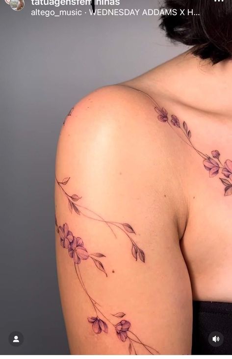 #tattoo, #tattoos, #inked, #tattooart, #tattooedwomen, #tattooedguys, #tattooinspiration, #tattooideas, #tattooworldwide, #tattoosociety, #InkLaughs, and #TattooFails​ Realism Vine Tattoo, Arm And Shoulder Tattoos For Women, Charmaine Core, Tattoos For Hope, Flower Tattoos Collar Bone, Flower Tattoos Chest, Vine And Butterfly Tattoo, Back Shoulder Tattoo Women, Flower Vine Tattoos For Women