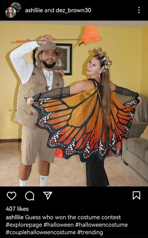 Costumes by ashlliie and dez_brown30 on Instagram! Cute Couple Costumes For Halloween, Halloween Couples Costume Ideas, Butterfly Couple, Couple Costumes For Halloween, Couples Costume Ideas, Halloween Couples Costume, Strawberry Costume, Cute Couples Costumes, Costumes For Halloween