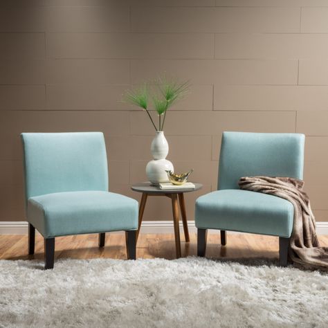 Noble House Cassie Light Blue Fabric Accent Chair (Set of 2) - Walmart.com Blue Accent Chairs, Accent Chair Set, Fabric Accent Chair, Contemporary Fabric, Parsons Chairs, Noble House, Design Living Room, Accent Chairs For Living Room, Comfort Color