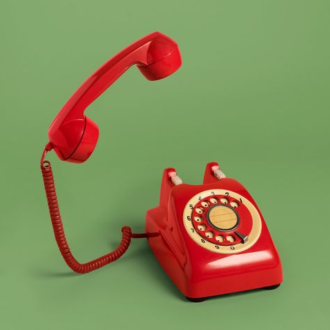 Red retro rotary phone mockup on a sage green background | premium image by rawpixel.com / KUTTHALEEYO Vintage Rotary Phone, Telephone Aesthetic Retro, Phone Vintage Aesthetic, Rotary Phone Aesthetic, Red Rotary Phone, Retro Moodboard, Red Objects, Retro Objects, Phone Ringing