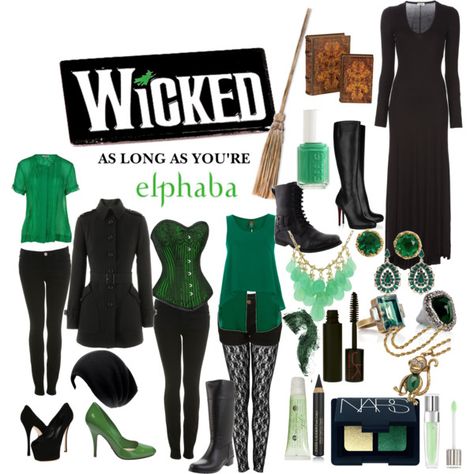 Elphaba - Polyvore Wicked Broadway Outfit Ideas, What To Wear To Musical Theater, Wicked Musical Outfit Ideas, Musical Outfit Ideas, Wicked Inspired Outfits, Wicked Outfit Ideas, Wicked Outfit, Disneybounding Outfits, Elphaba Costume