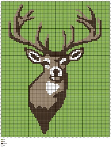 Beaded Deer Pattern, Crochet Deer Antlers Free Pattern, Deer Pixel Art, Knitting Charts Animal, Deer Cross Stitch, Chart Crochet, Deer Crochet, Deer Blanket, Pixel Quilting