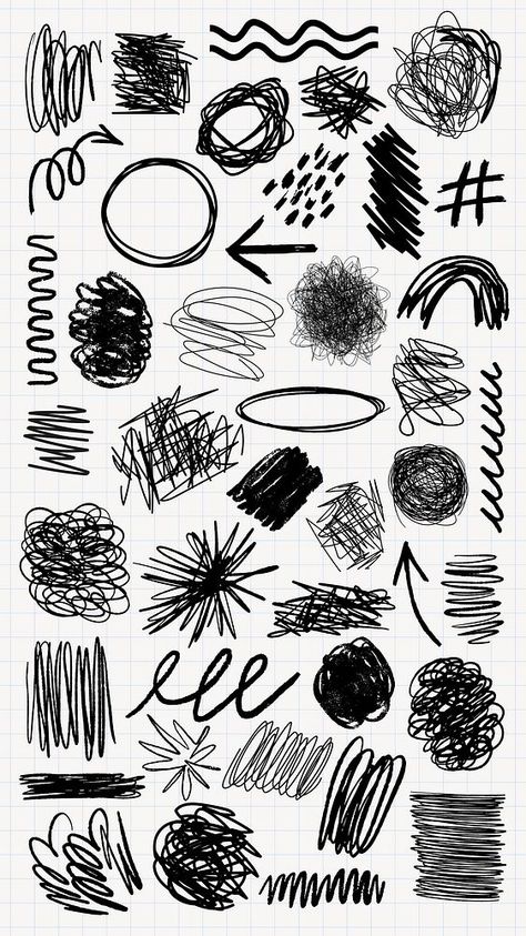 Scribble Graphic Design, Cute Scribbles, Scribbles Aesthetic, Black Doodles, Pen Doodles, Arrow Art, Lines Art, Abstract Art Paintings Acrylics, Black Brush