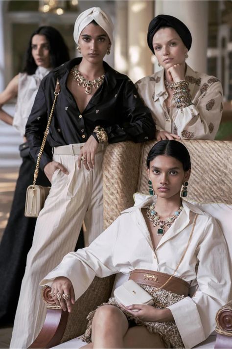 Sabyasachi International Resort 2024 Indian Jewelry With Western Outfit, Desi Western Outfit, Sabyasachi Designs, Sabyasachi Outfits, Runway Model Aesthetic, Street Style India, Fashion In India, Resort 2024 Collection, Sabyasachi Mukherjee