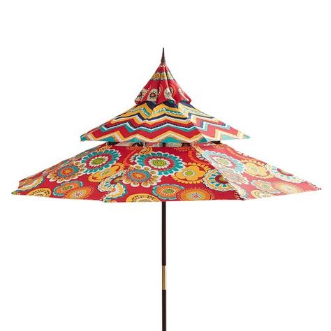 Pagoda Umbrella, Wooden Patio Furniture, Umbrella Decorations, Asian Architecture, Roof Lines, Bohemian Colors, Wood Patio, Indoor Patio Furniture, Outdoor Umbrella