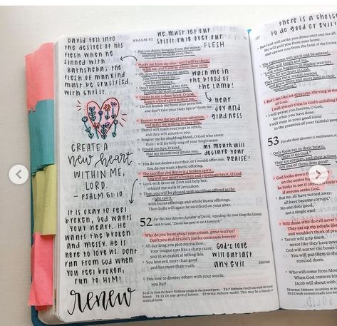 Psalm 51 Bible Journaling, Prayer Boards, Psalm 10, Inspire Bible, Creative Bible, Esv Bible, Verse Mapping, Psalm 51, Study Notebook