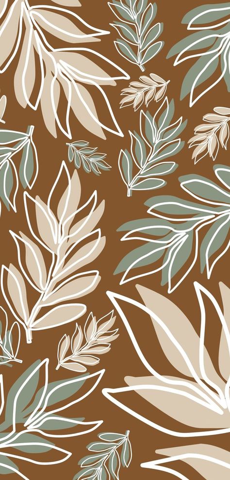 Aesthetic Wallpaper Earth Tone, Boho Print Wallpaper, Botanical Background Wallpapers, Earthtone Wallpaper Aesthetic, Earthtone Aesthetic Wallpaper, Fall Tones Wallpaper, Boho Leaves Wallpaper, Earth Tone Phone Wallpaper, Earth Tone Iphone Wallpaper