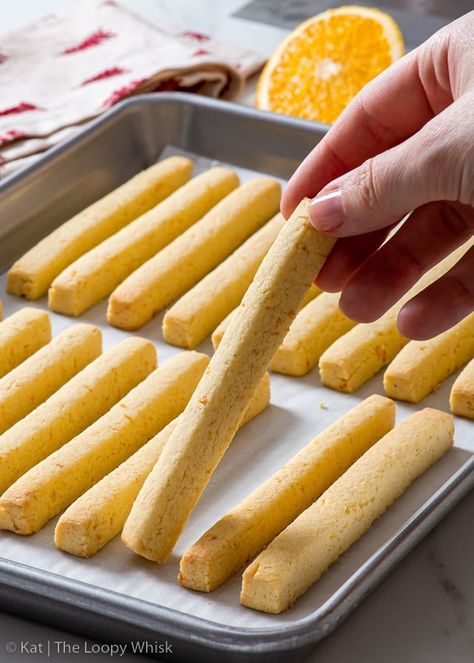 Shortbread Sticks Recipe, Hbd Recipes, Cookie Straws, Orange Shortbread Cookies, Loopy Whisk, Orange Shortbread, Cookie Sticks, Orange Cookies, Cooking Cookies