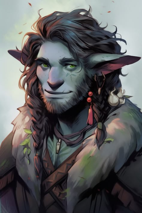 Firbolg Fighter Dnd, Firbolg Circle Of Spores, Dnd Firbolg Druid, Winter Druid Dnd, Dnd Big Bad, Male Firbolg Character Art, Dnd Firbolg Character Design, Archfey Dnd, Firbolg Warlock